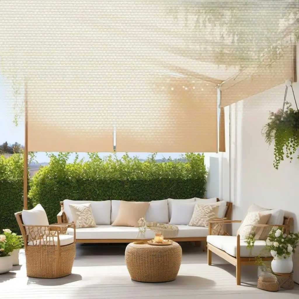 160x300cm Cream Patio Terrace Side Awning - Outdoor Sunshade Canopy Privacy Screen