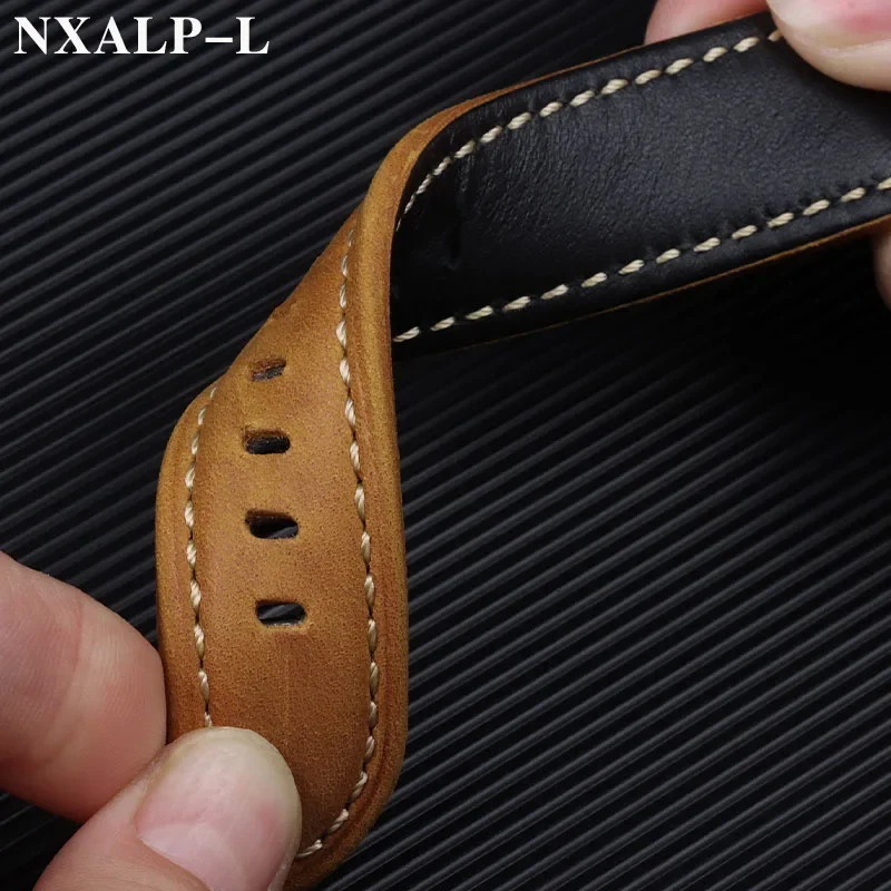 여성을위한 정품 가죽 시계 밴드 팔찌 블랙 블루 브라운 빈티지 매트 시계 스트랩 남성 20mm 22mm 24mm 26mm 손목 밴드
