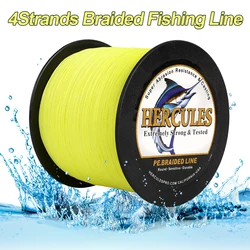 Hercules Braided Fishing Line 4 Strands 1000M 500M 300M 100M Fluorescent Yellow Carp Fishing 6-100LB PE Line Fishing Braid Wire