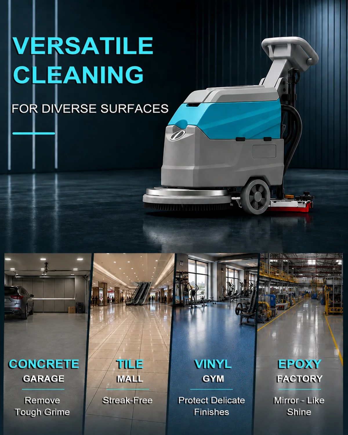20' Industrial Floor Scrubber Dryer Commercial Floor Cleaning Machine Ship from US with 24V/65Ah Li-ion Battery 23140 Sqft/h