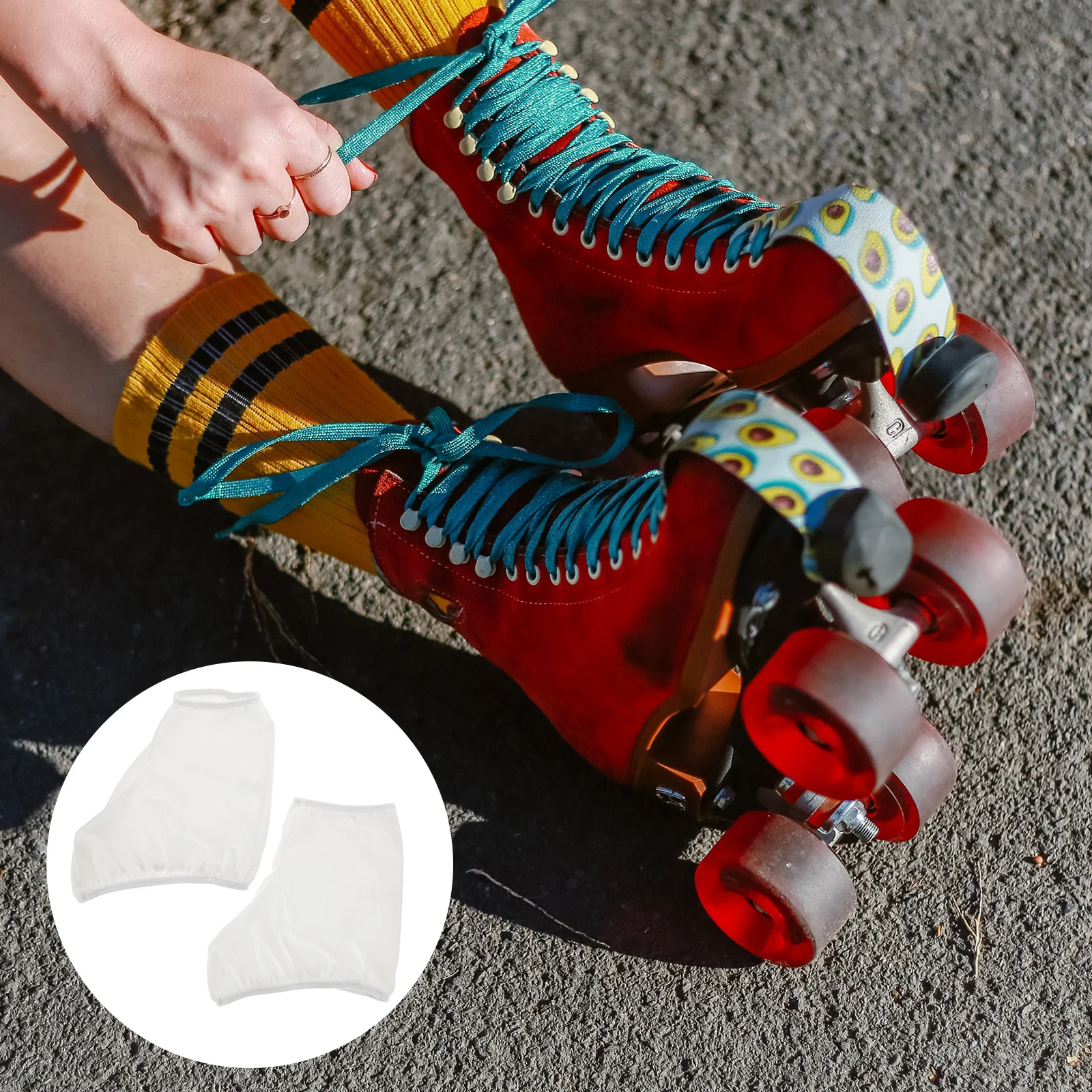 Skate Board Roller Skating Set Shoe Protectors Ice Elastic Cover Sleeve White Men and Women