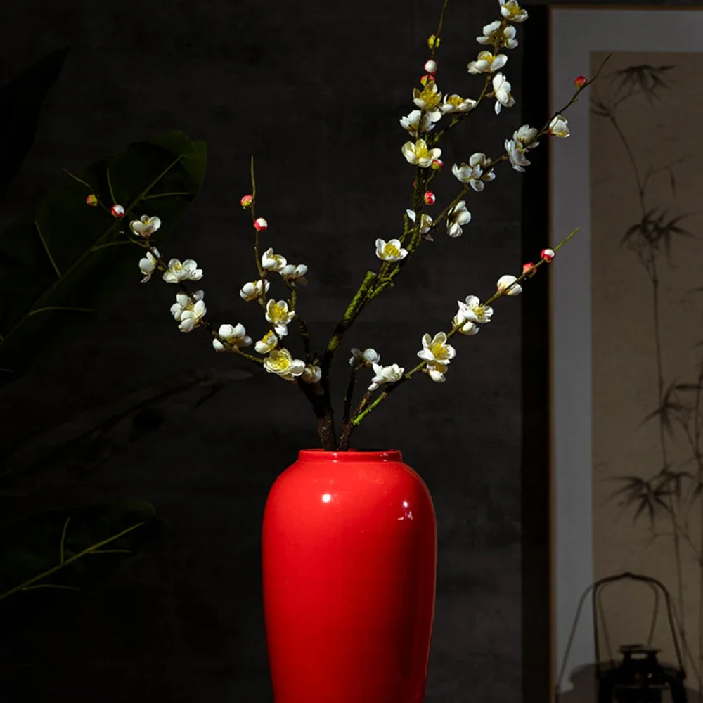 High-end handmade ceramic red vase new Chinese wedding decoration bedroom living room wine cabinet desktop ornaments