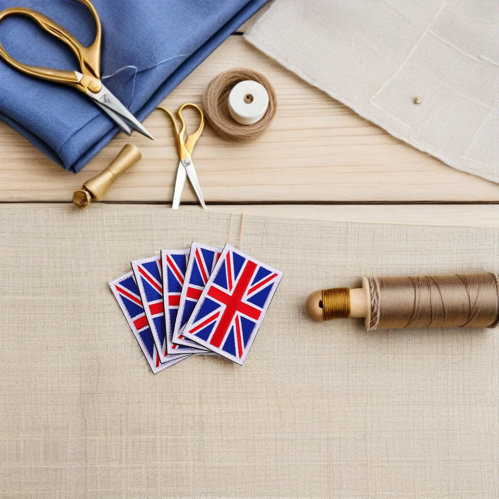 UK Flag Embroidered Patches 5Pcs Sew On Hook and Loop Appliques for Vests Coats Caps Bags and Clothing
