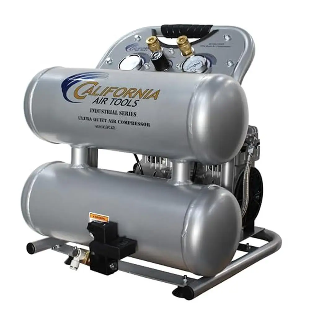 Ultra Quiet Oil-Free 1.0 Hp 4.6 Gal. Twin Tank Air Compressor Auto Drain Lightweight Portable Powerful Tire Inflation Air