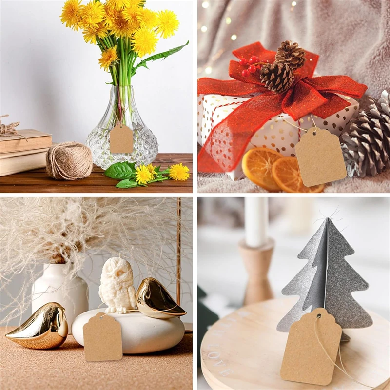 100 Pcs Kraft Paper Tags With Strings Handmade With Hang Tags Garment Tags For Candy/Gift/Cookies Display Packing Label Card