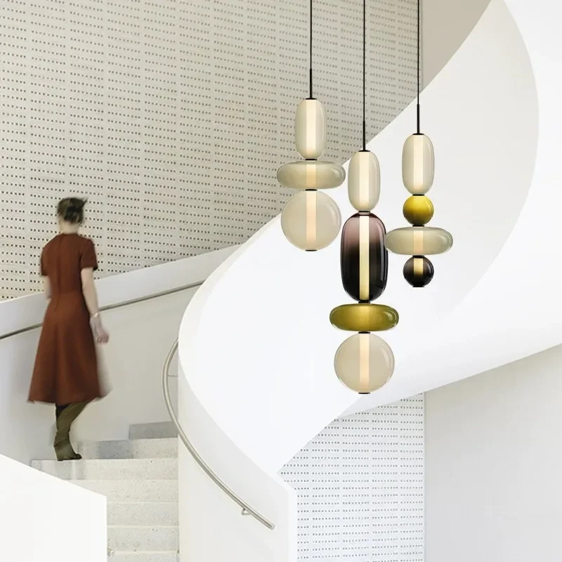 Post Modern Bedside Chandelier Creative Color Candy Pendant Lamp Italian Design Restaurant Display Window Glass Pendant Lam view 3