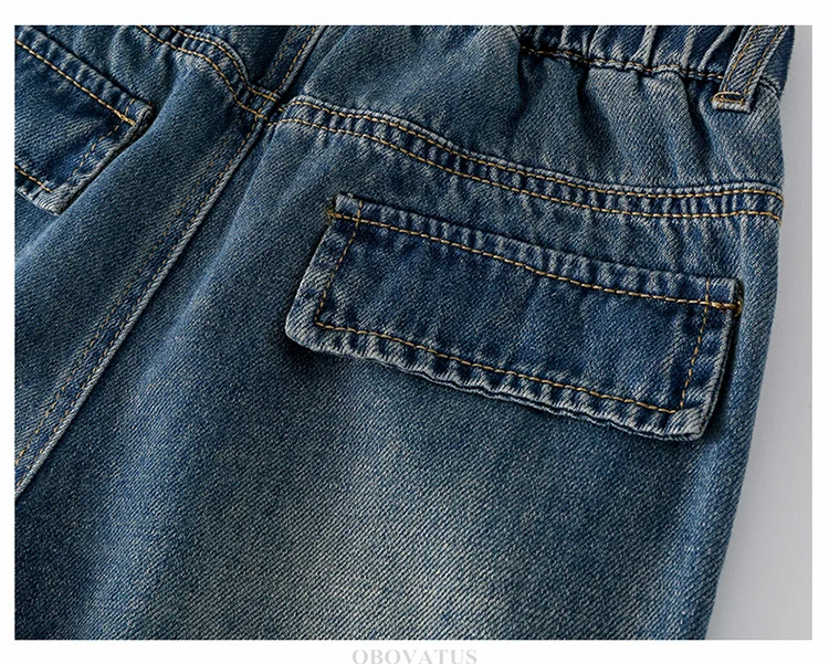 Hochwertige Kinder-Patchwork-Jeans mit Seitentaschen für Mädchen, Vintage Blaue Denim-Hose, Kinder-Cargo-Jeans mit Hoher Taille – Detail 12
