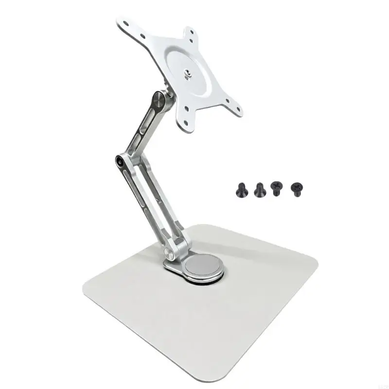462E VESA Display Stand for Desktop Monitors and Touch Displays, with Jointed Arm and Freestanding Aluminum Base, Rounded