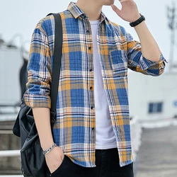 Brand Casual Men's Plaid Shirt 2024 Spring New Boutique Ladies Loose Blouse and Tops Long Sleeve Blouses Clothes