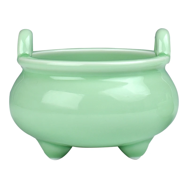 Celadon small incense burner indoor ceramic incense burner inserted incense burner ornaments for Buddha utensils