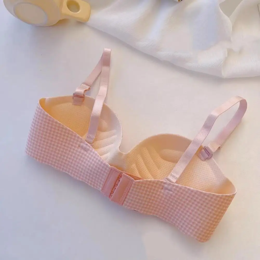 

Женский бюстгальтер в клетку с принтом, мягкий бюстгальтер пуш-ап для женщин, поддержка без косточек, влагоотводящее нижнее белье, удобный женский бюстгальтер на бретельках