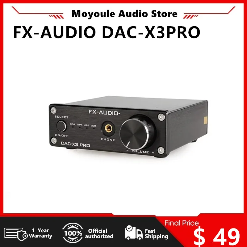 

FX-AUDIO DAC-X3PRO USB DAC ESS9023 Headphone Amplifier CS8416 Support ASRC Transmission HiFi Portable Decoder Headphone Amp 24-B