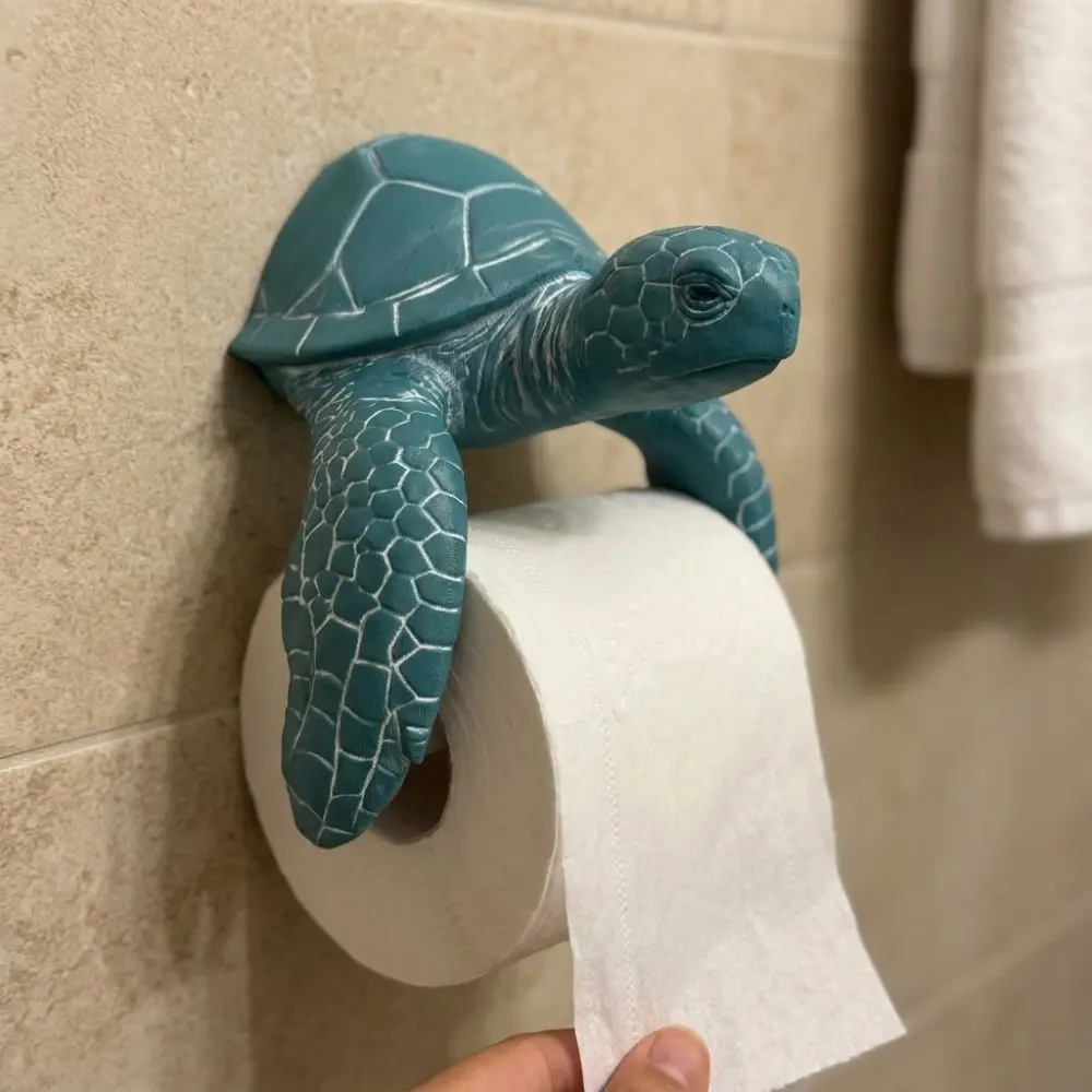 Funny Shark Turtle Toilet Paper Holder 3D Printed Resin Paper Towel Stand Ocean Animal Wall Mounted Toilet Tissue Rack Restroom