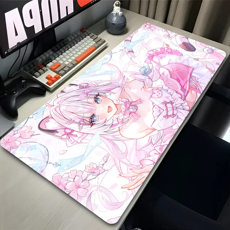 Mouse Pad Computer Gaming Mousepad Cat Ears Anime Girl Rubber Desk Mat Non-slip PC Laptop Gamer Accessories Keyboard Pad Carpet
