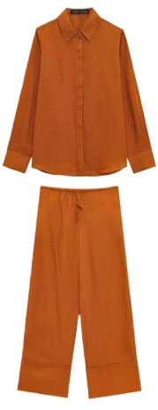 

Women's Pants Sets Solid Color Simple Long Sleeve Shirts Loose Wide Legs Trousers Two Piece Set Spring Autumn Commuting Clothing