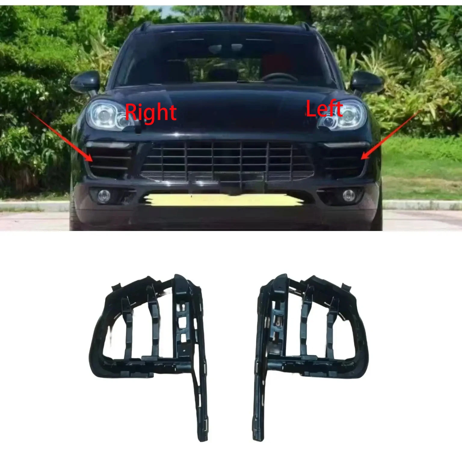 

For 2014-17 Porsche Macan bumper fog light decorative frame Front Bumper Side Vent Grille Cover Grid 95B8076811E0 95B8076821E0