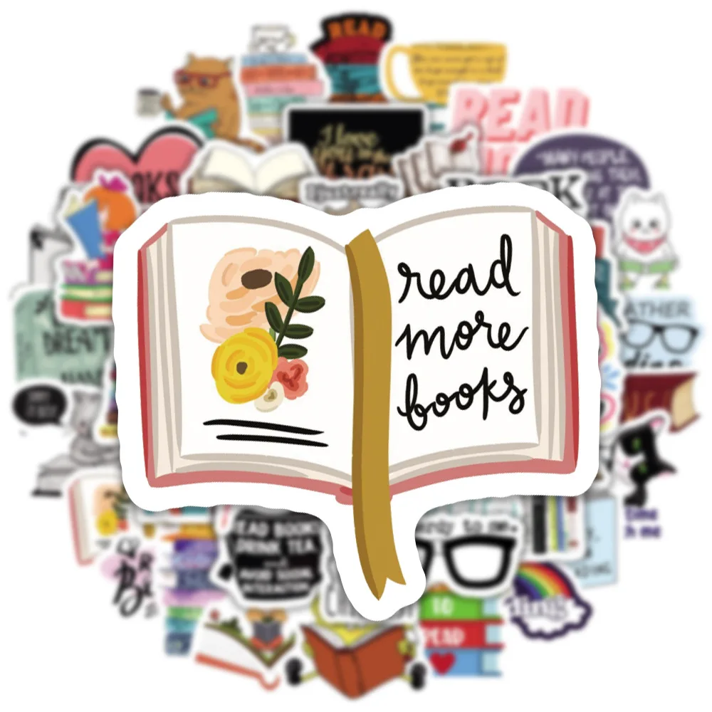 10/30/50PCS Book Reading Stickers For Notebook Diary Motorcycle Skateboard Computer Decal Cartoon Luggage Graffiti Sticker