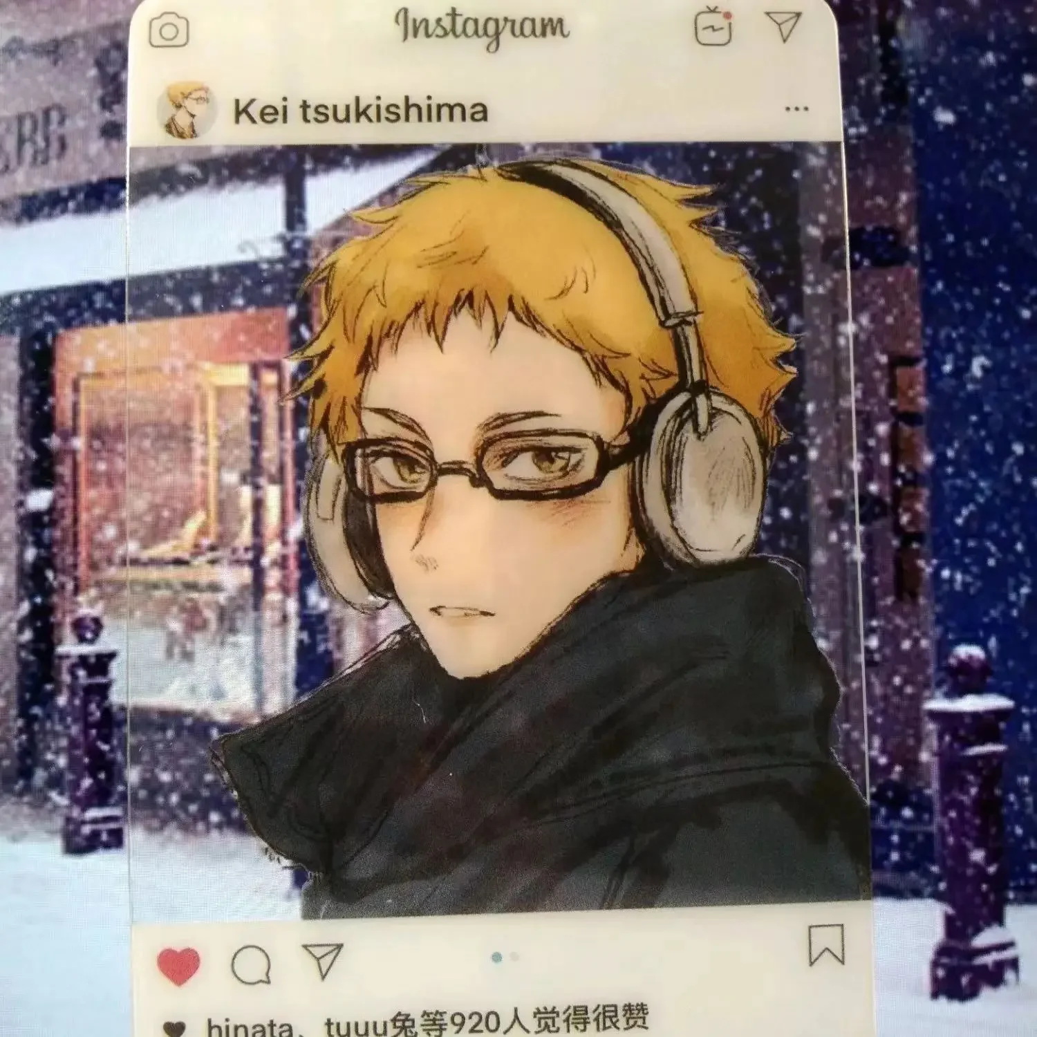 

Anime Haikyuu!! Kei Tsukishima Cosplay Exquisite Butamine Card Acrylic Instant Camera Ornament Graduation Xmas Birthday Gift