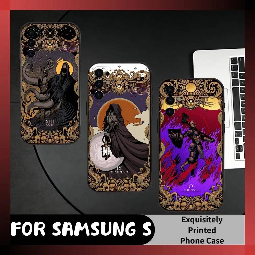 P-Path of E-Exile Tarot Printed  Phone Case For Samsung S25,S24,S21,S22,S23,S20,Ultra,S26,Plus,Fe,Note,5G Black Cover