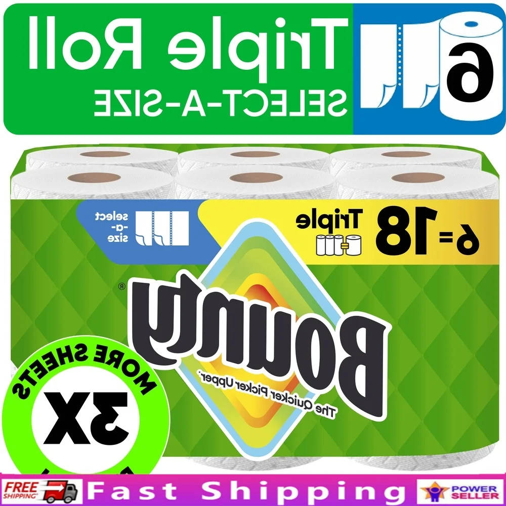 

Бумажные полотенца Select-A-Size, 6 тройных рулонов, 12 листов, прочная ромбовидная текстура, впитывающая перфорированная, быстрая очистка, прочная на каждый день