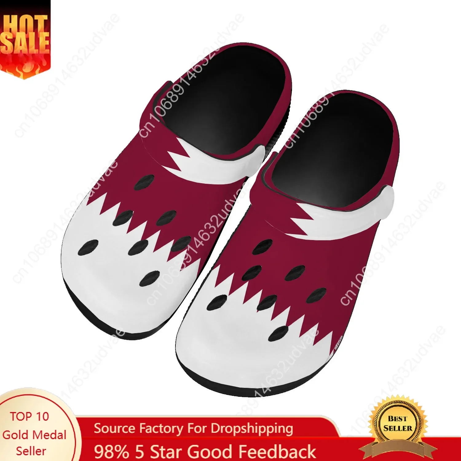 

Qatar National Flag Water Shoes Men Women Comfortable Home Garden Clogs Customizd Sandals Beach Breathable Hole Slippers