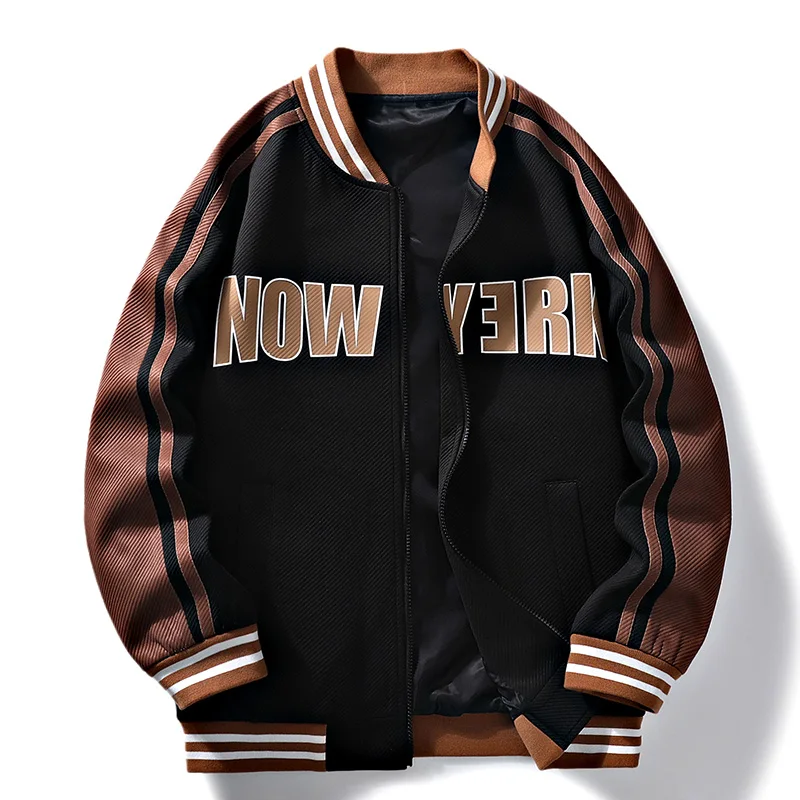 

Модная бейсбольная куртка-бомбер мужская повседневная весенне-осенняя из полиэстера с длинными рукавами на молнии, приталенная, дышащая