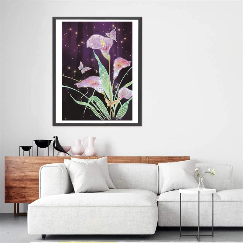 Diy 5d Diamond Art Painting Op Nummer Kit, Bloem Vlinder Speciaal Gevormd Strass Diamant Diy Schilderij Muurdecor