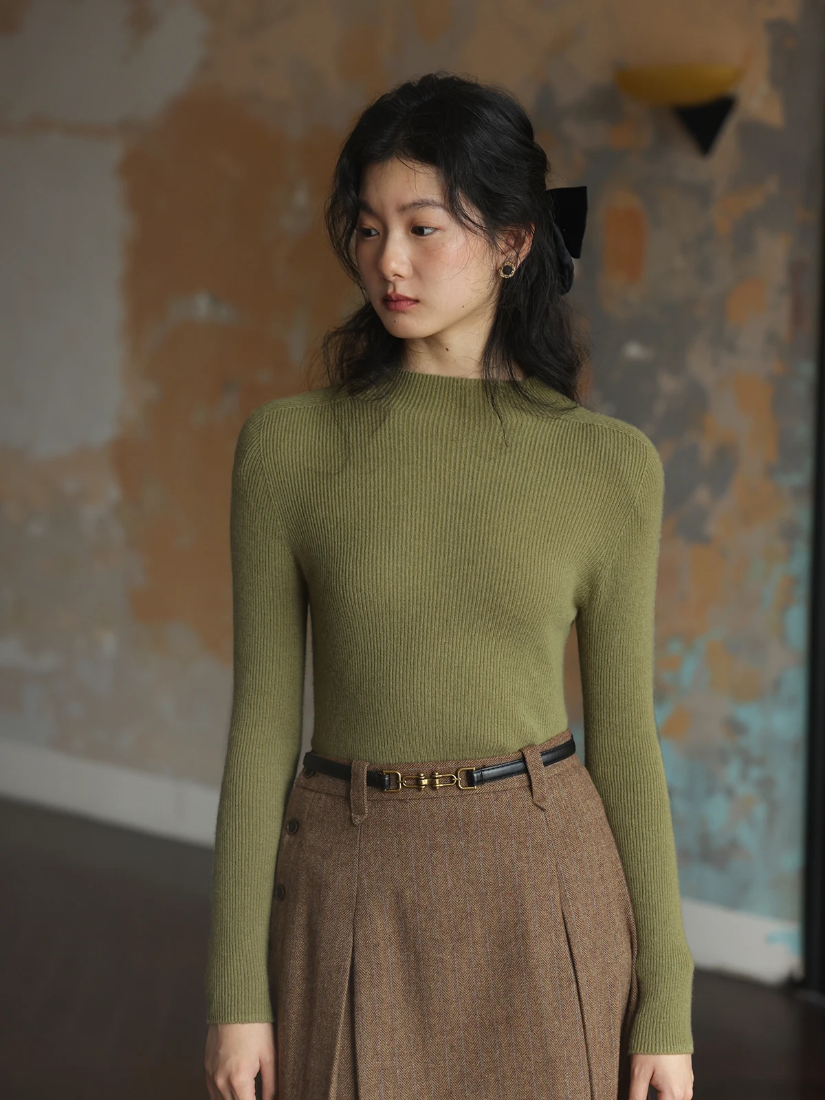 

Solighter Vintage Camere f High Ne Base irt женский осенне-зимний облегающий вязаный топ Faionable для поездок на работу