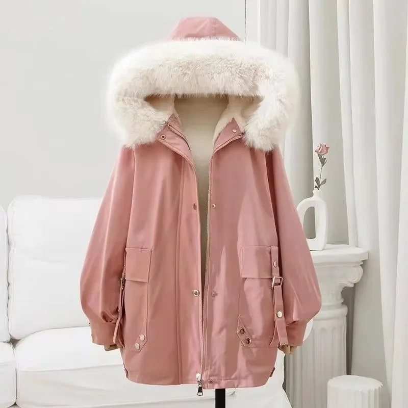 

Winter Cotton-Padded Jacket Women Unique Design Sense Korean Loose Hooded Thick Warm Parkas Windbreaker Female Casual Overcoat