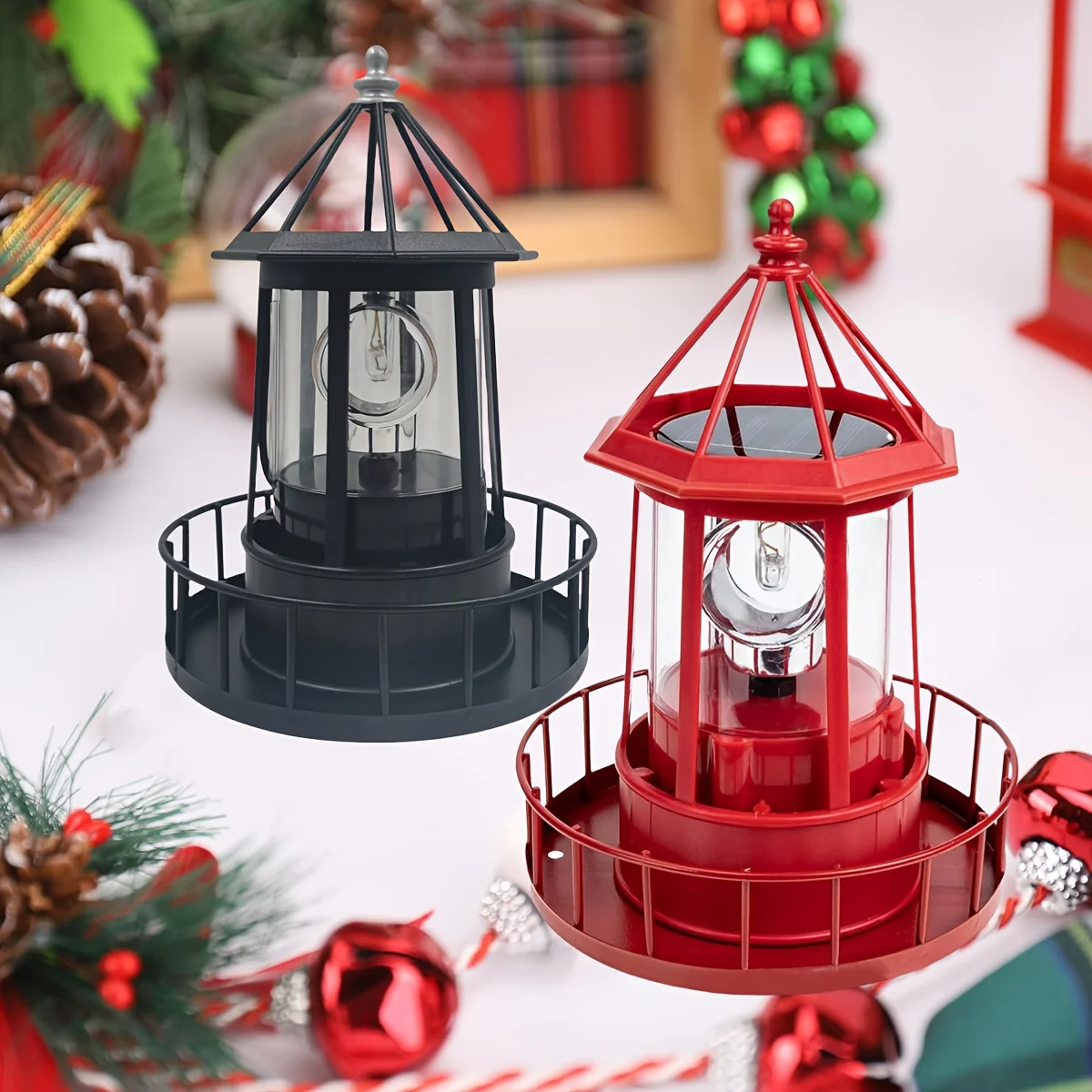 

Outdoor Garden Solar Statue Decor Light, Solar Lighthouse Rotating Statue Light, Outdoor garden landscape solar beacon tower rot