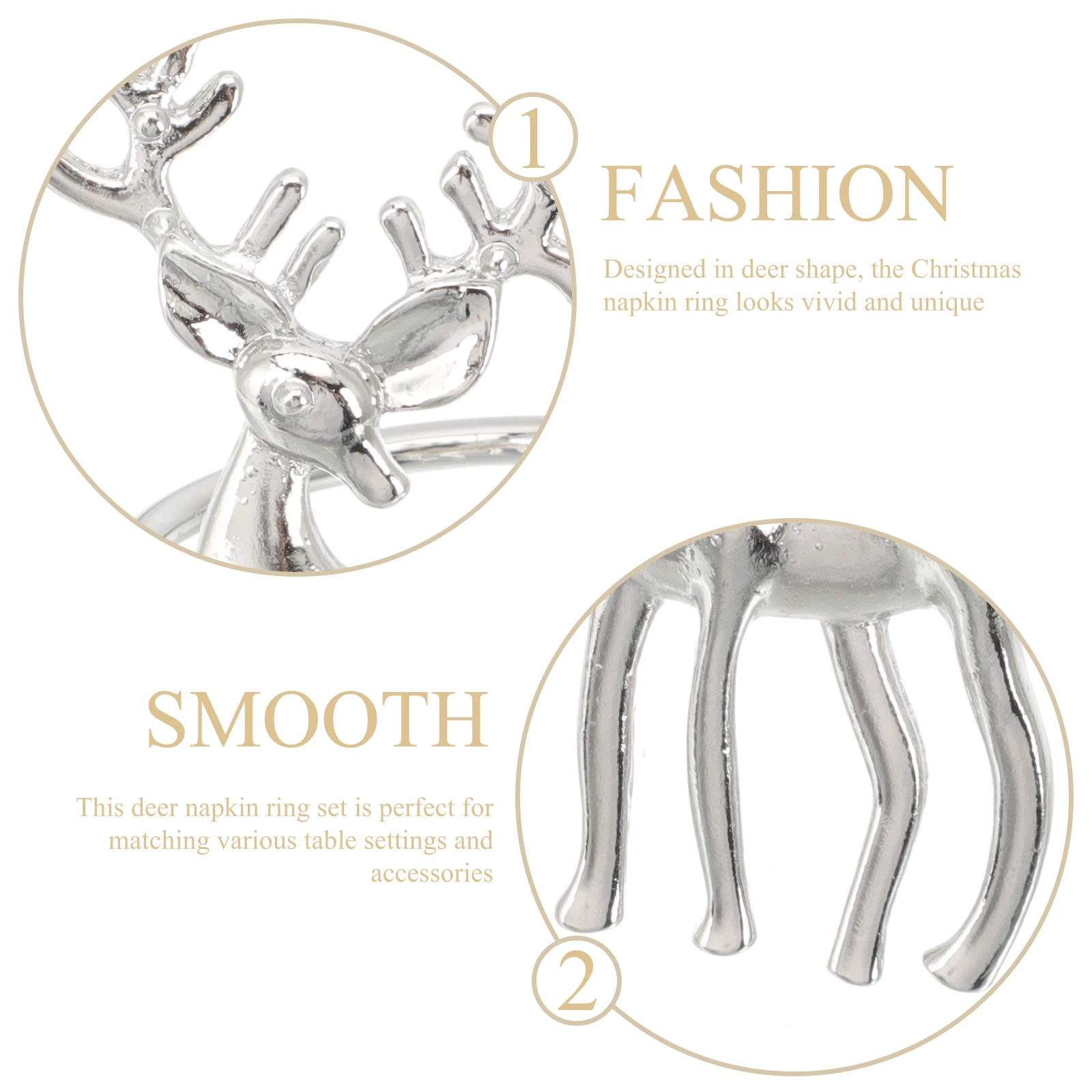 

6Pcs Creative Deer Dining Decors Delicate Metal Napkin Buckles Xmas Party Table Setting Practical Holders