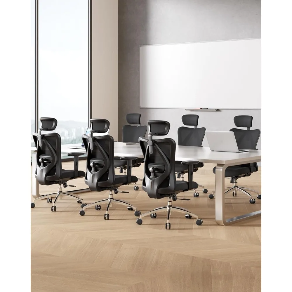 

Ergonomic Office Chair for Big and Tall People Adjustable Headrest with 2D Armrest Lumbar Support and PU Wheels Swivel Tilt.