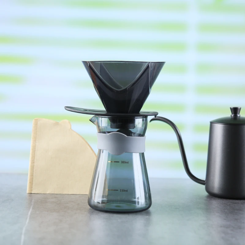 New Creative Borosilicate Glass Plastic Barista Dripper Server Paper Filters COFFEE kit Accessories