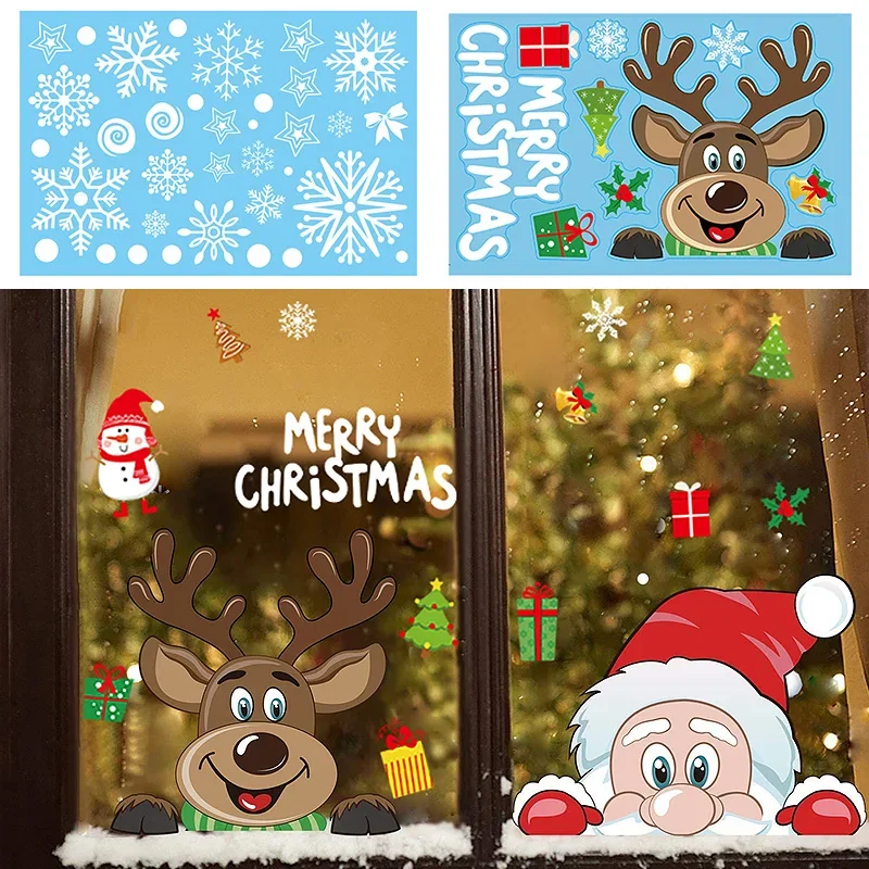 

Christmas Window Decal Santa Claus Snowflake Stickers - Winter Wall Decals for Kids Rooms - New Year Decorations