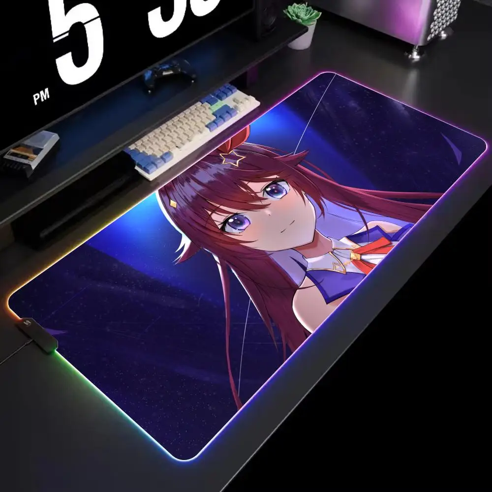 

tokino sora Mouse Pad Gamer Rgb Desk Mat Back Light Led Mousepad Setup Gaming Accessories Deskmat Big Mousepad