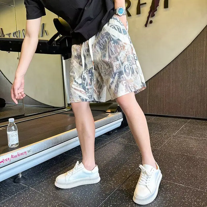 

Мужские повседневные брюки премиум-класса из Гонконга, молодежные летние штаны из полиэстера, прямого кроя, новинка