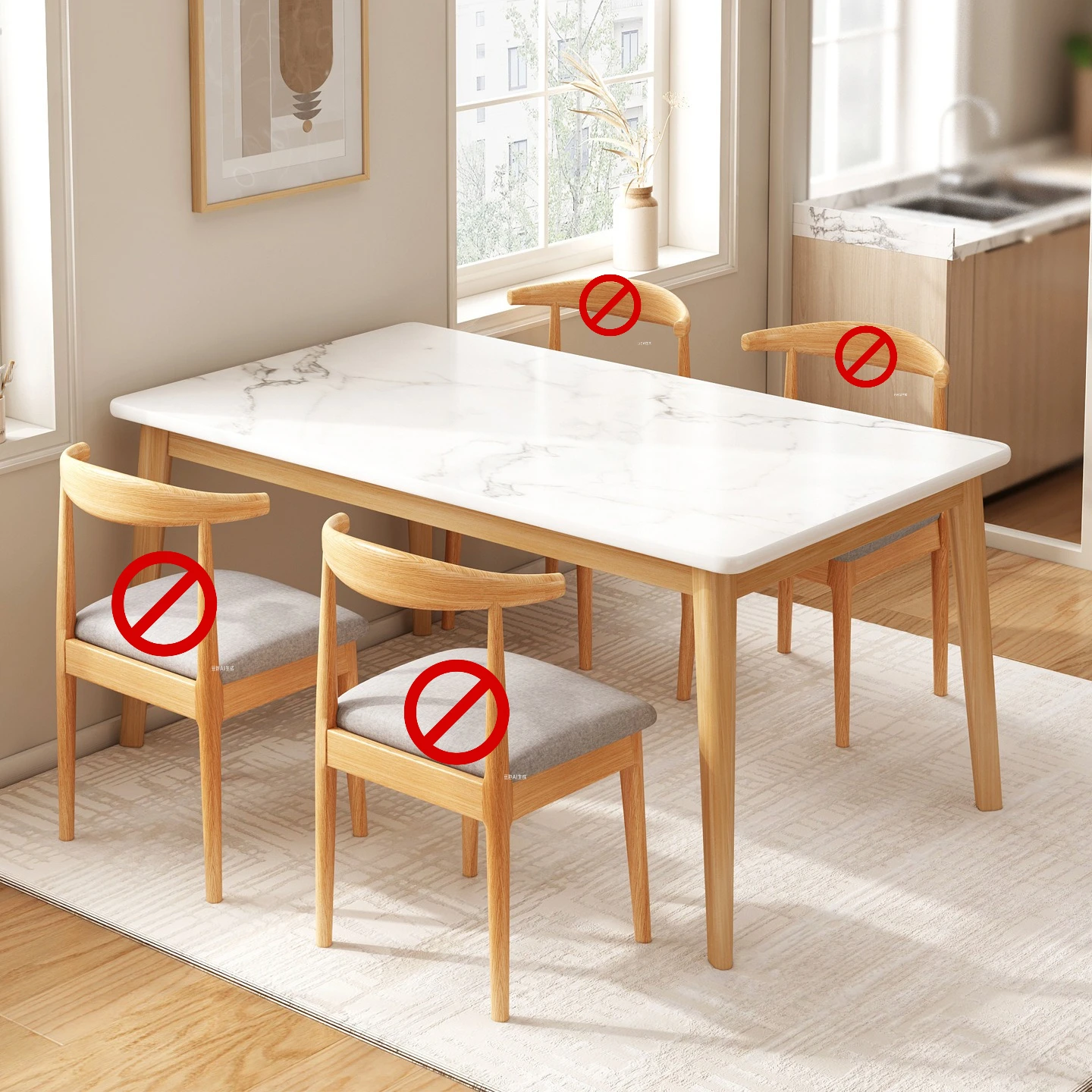

Solid Wood Leg Dining Table for Small Homes Rectangular Scandinavian Style Dining Set Perfect for Renters and Commercial Use