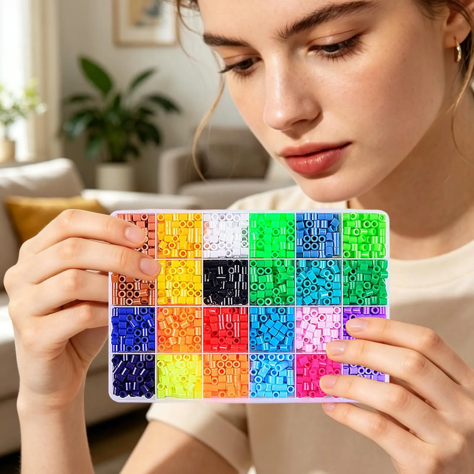 Fuse Beads Kit 24-Color DIY Craft Accessories Bead Melting Craft Teens Adults Hobbyists Home Studio Workshop Classroom School