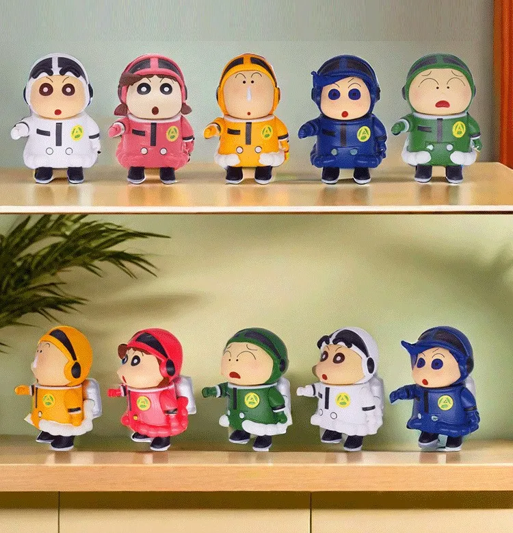 5pcs/set Anime Crayon Shin-chan Chunri Space Defense Force Space Suit PVC Figure Collectible Model Toy 10cm