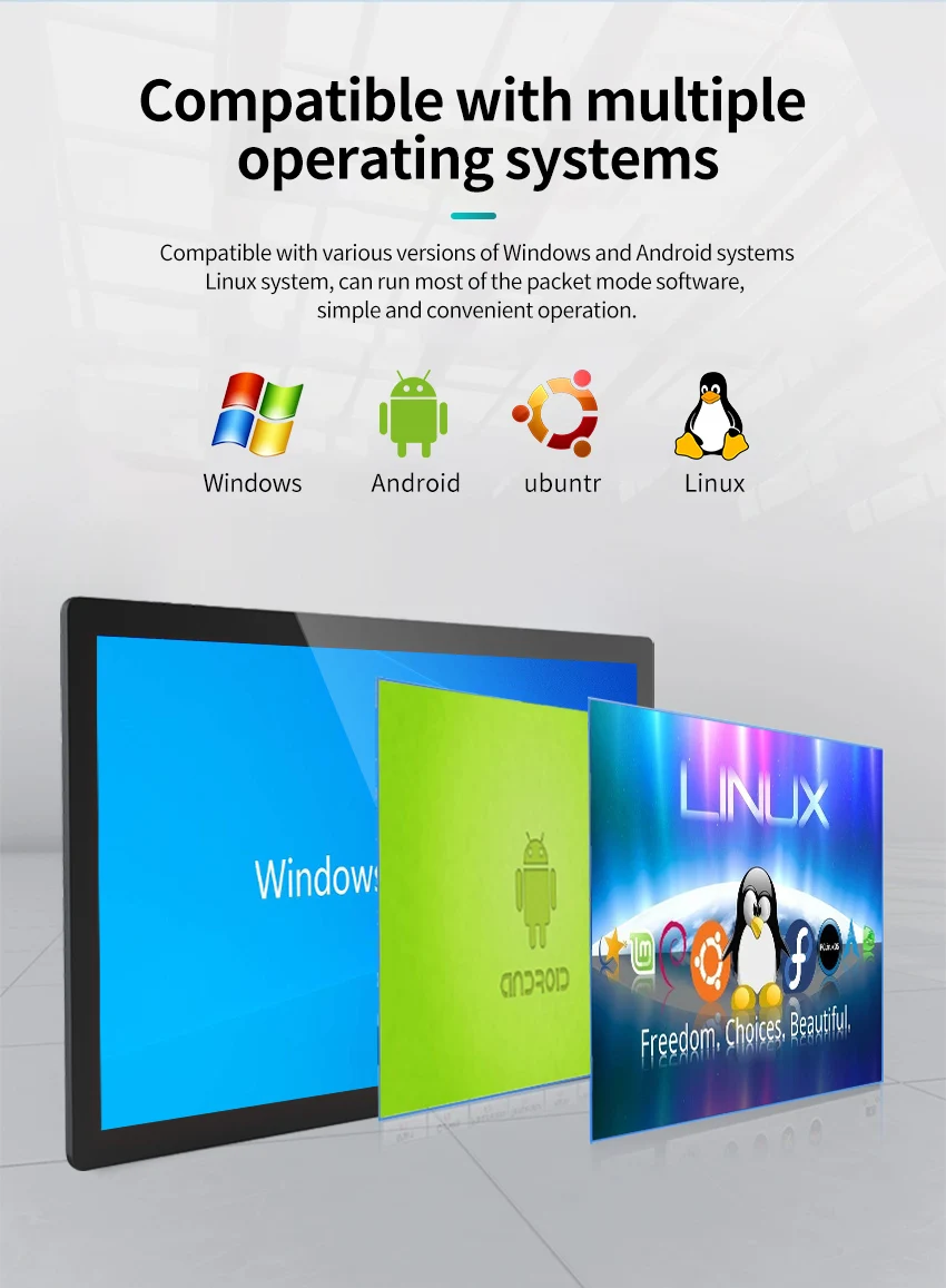 كمبيوتر لوحي صناعي الكل في واحد مقاس 13.3 بوصة يعمل باللمس مع حامل VESA متوافق مع نظام التشغيل Windows 10 أو 11