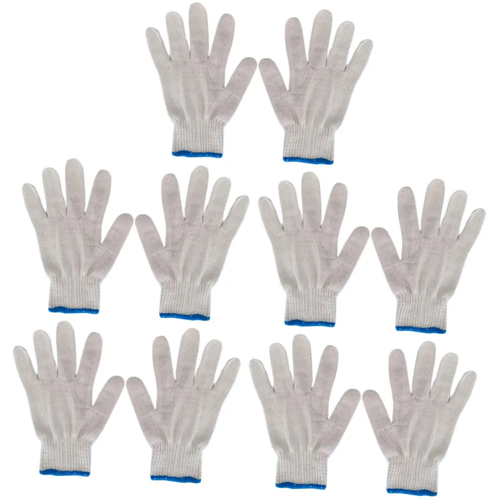 

10Pcs Labour Protection Gloves Breathable Cotton Yarn Wearproof Gloves for Construction Site Machinery Maintenance