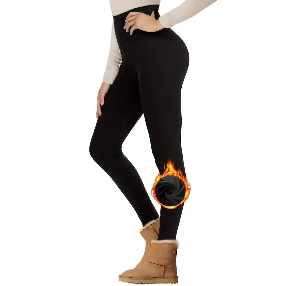 

Women's Fleece-Lined High-Waisted Leggings - Plush Warm Slimming & Tummy Control for Yoga Winter Running Autumn/Winter Thermal