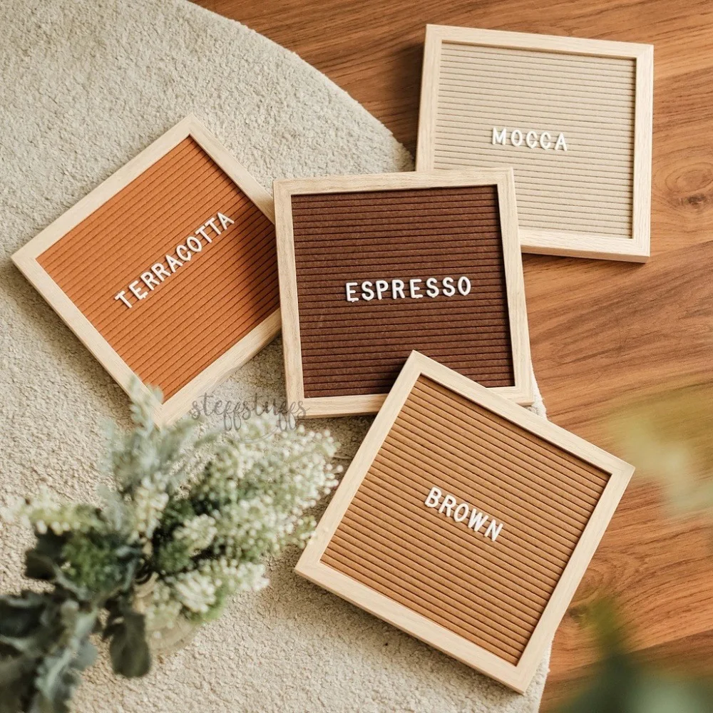 

10x 10cm Felt Letter Message Board Felt Letterboard Photo Frame With Plastic Stand With Letters Diy Vertical Desktop Painting