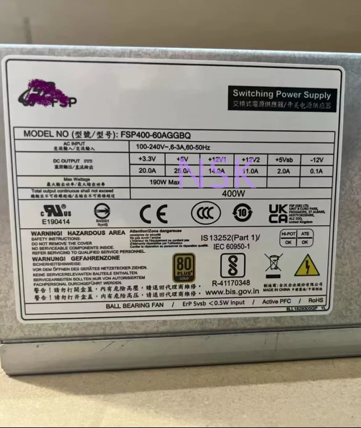 Original New FSP400-60AGGBQ industrial computer power supply