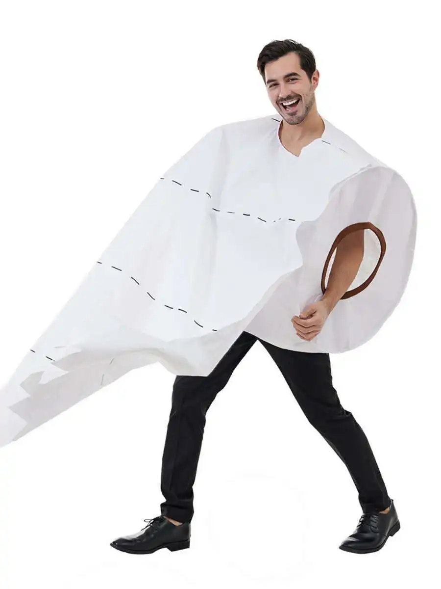 Halloween New Couple Prank Toilet Paper Costume Party Masking Dance Stage Performance Clothes Polyester Spring Fashion