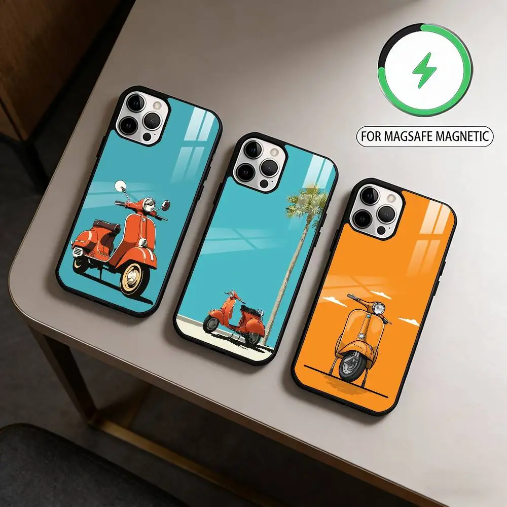 

M-Mini Scooter Transparent Phone Case For iPhone17,16,15,14,13,12,11 Plus,Pro Max Magnetic For Magsafe Wireless Charging