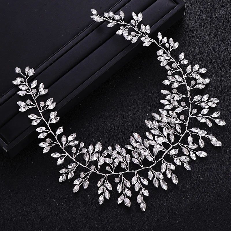 Fashion Silver Color Crystal Headbands Wedding Bridal Rhinestone Hairbands Women Head Jewelry