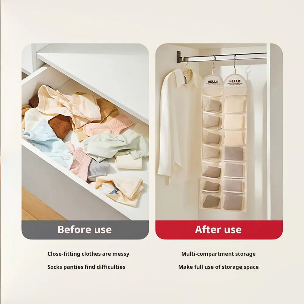 

Hair Accessory Holder Capacity Wall-mounted Storage Bag with Multi Mesh Pockets for Hair Accessories Socks Underwear Home Dorm