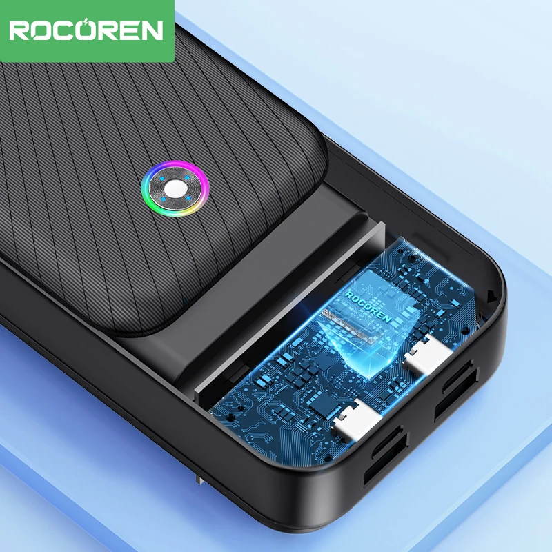 Rocoren 22,5 W 20000mAh banco de energía QC PD 3,0 carga rápida PowerBank portátil 10000mAh batería externa para iPhone 16 Pro Xiaomi mi