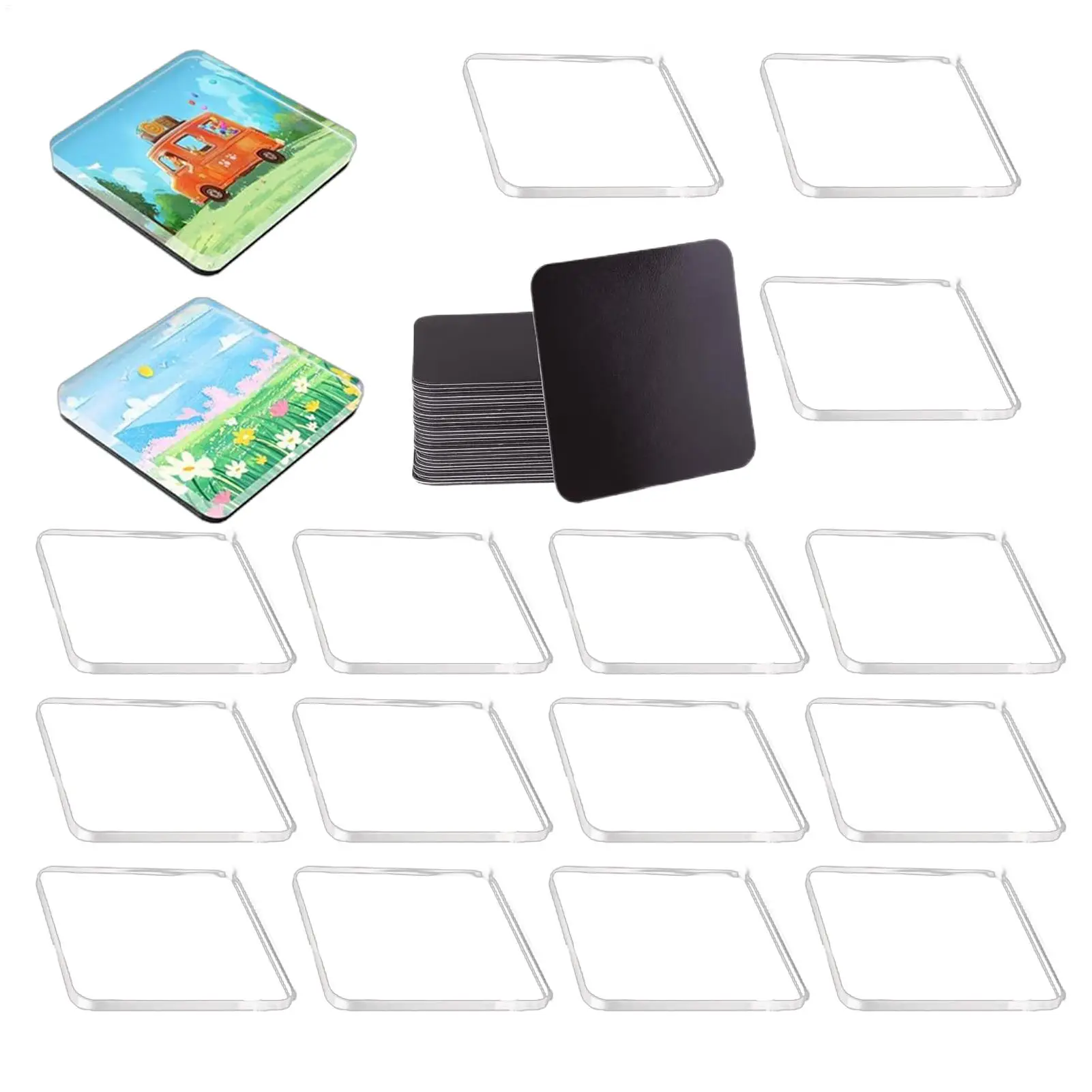 DIY Fridge Magnet Kit 20 Pieces DIY Acrylic Refrigerator Decor Making Magnetic Photo Frames for Craft Lovers Kids Adults